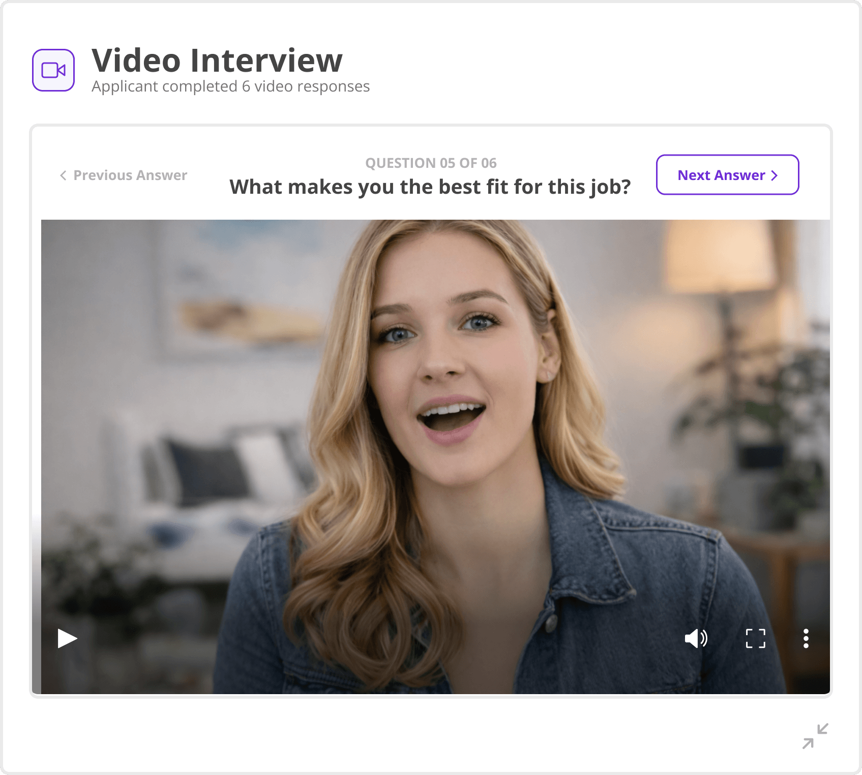 Video interview dashboard