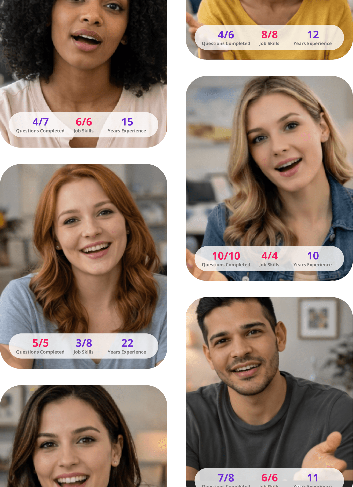 Candidate comparison cards